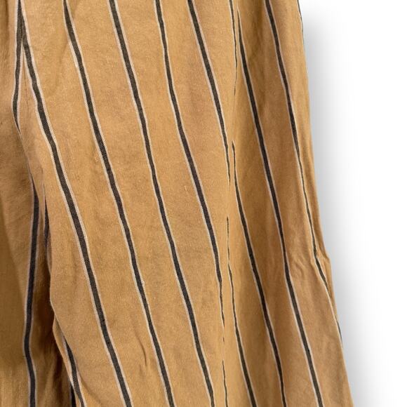 J Jill Emilie Linen Stretch Belted Wide Leg Crop Striped Pants Yellow Size Small - Picture 9 of 14